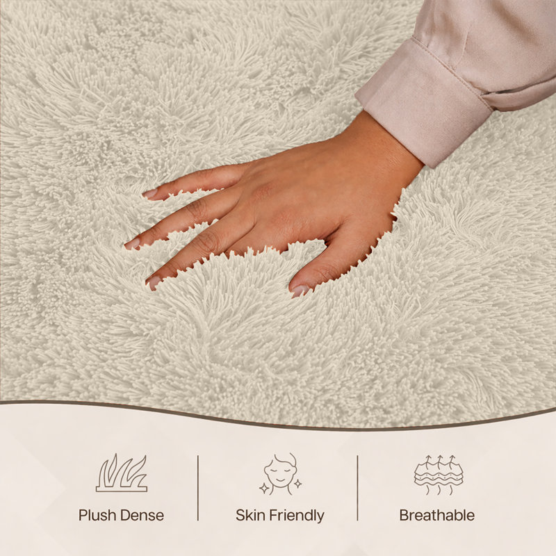 Aspire Homeware Cream Shaggy Area Rug Soft Plush Indoor Carpet, Rectangle 160cm Width X 230cm Length