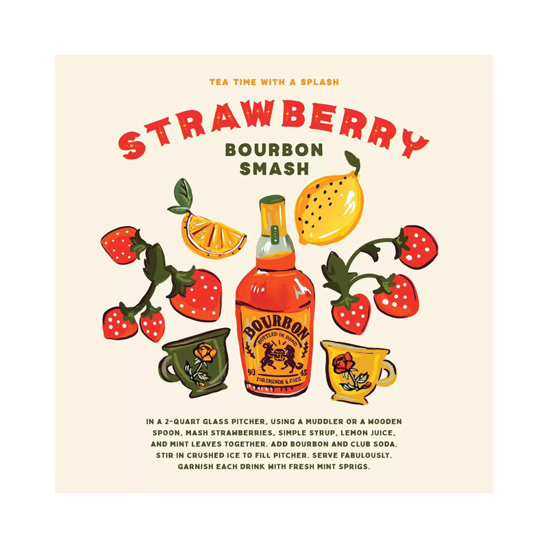 Strawberry Bourbon Recipe - Wrapped Canvas Print, 66.04cm H x 66.04cm W x 1.91cm D