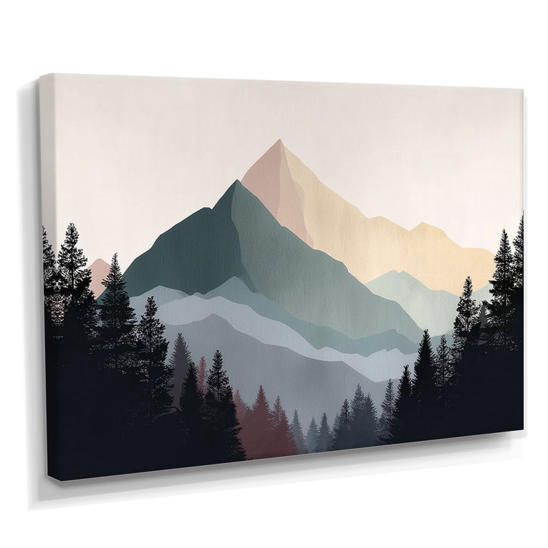«Morning Mist On The Mountain Horizons», impression encadrée sur toile, paysage gris, H 16 po x l 32 po, Toile tendue