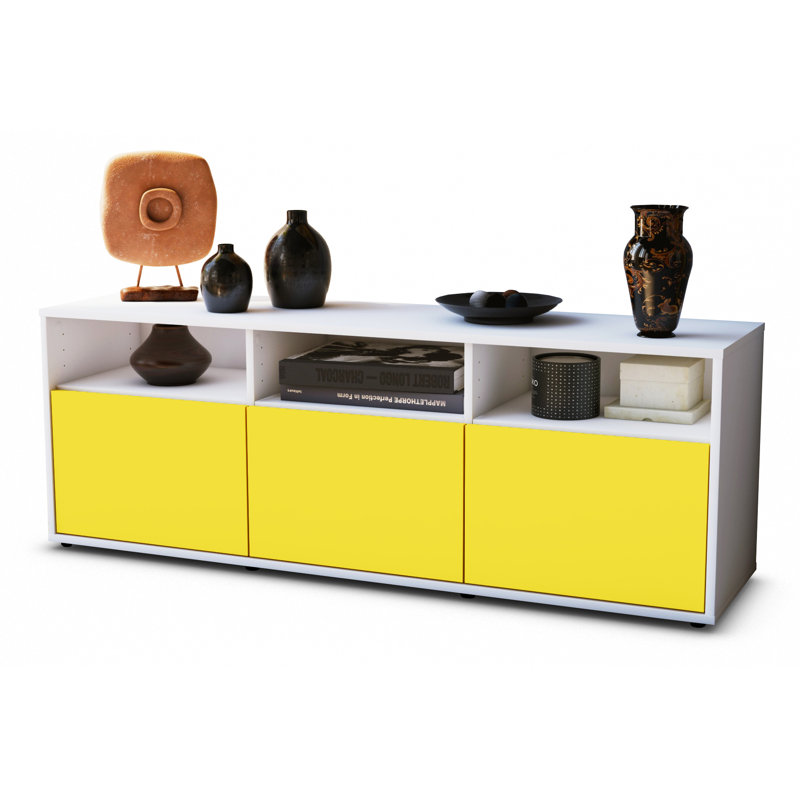 Wylie Unfinished TV Stand, Yellow / Matte White