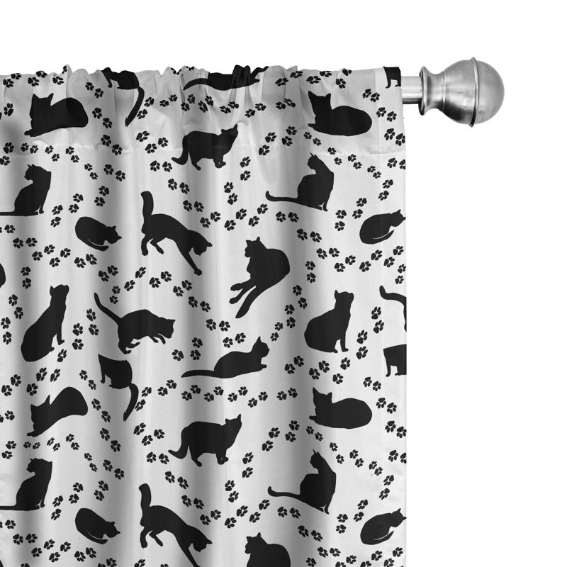 Cat Semi-Sheer Rod Pocket Curtain Panels, 28" x 95"