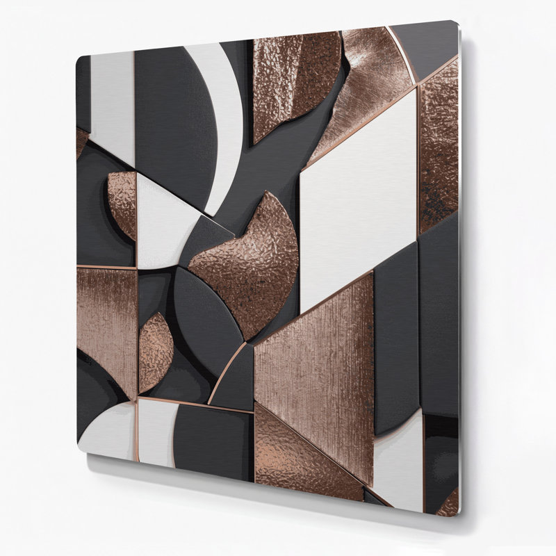 Art abstrait en métal noir 98 formes abstraites, H 32 po x l 32 po