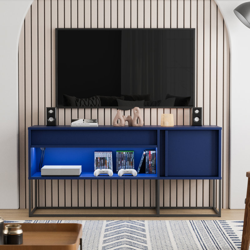 Meuble télé 60 po Madaih, Bleu