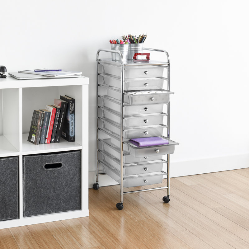 Cremeans 90cm H x 32cm W Utility Cart with Wheels, White