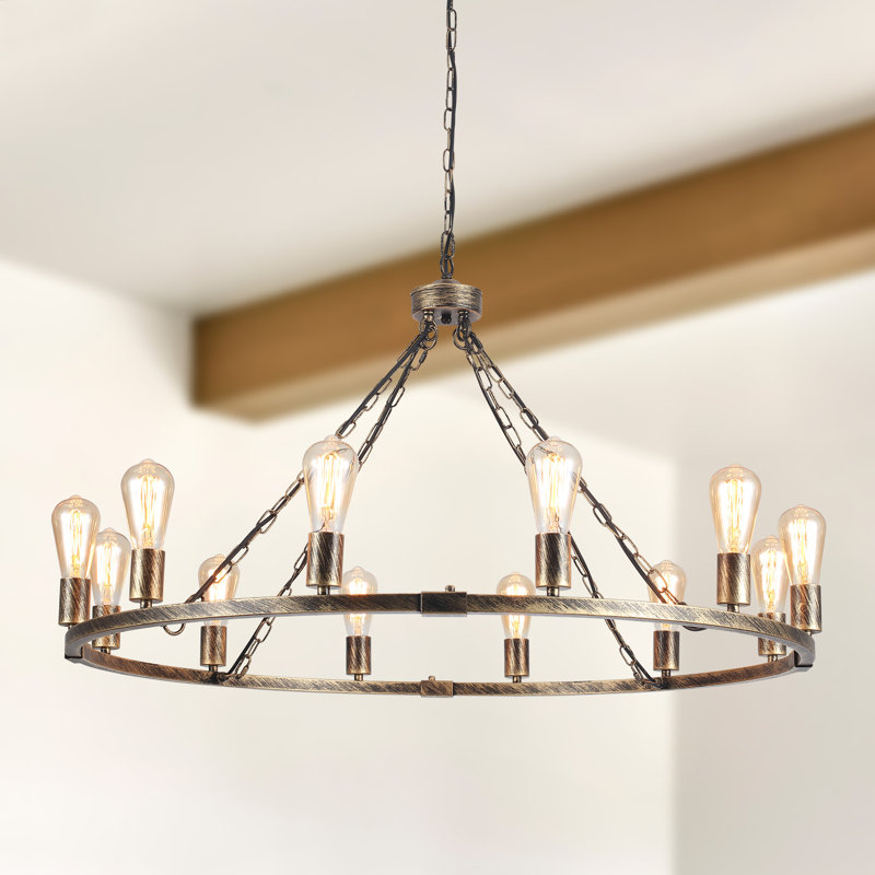 Turco 12 - Light Wagon Wheel Chandelier, Bronze
