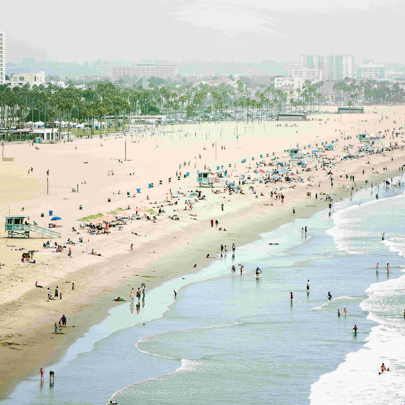 Santa Monica Beach - impression, H 12 po x l 12 po x P 1,25 po, Non, Toile tendue