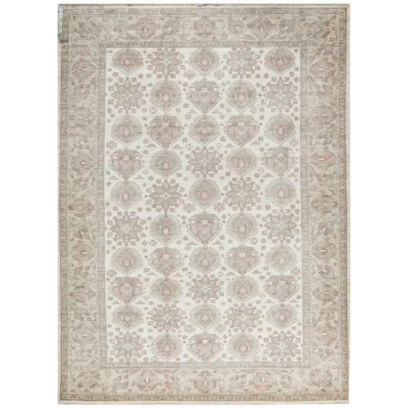 Hand-Knotted High-Quality Ivory Area Rug
