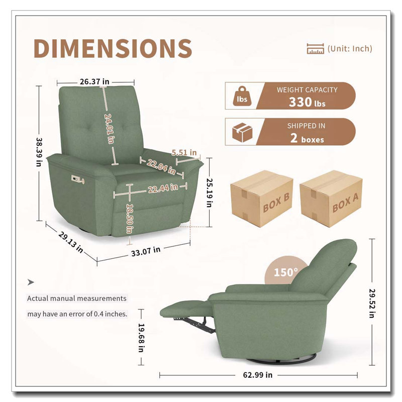 Fauteuil inclinable berçant et pivotant à 270 °, Vert foncé