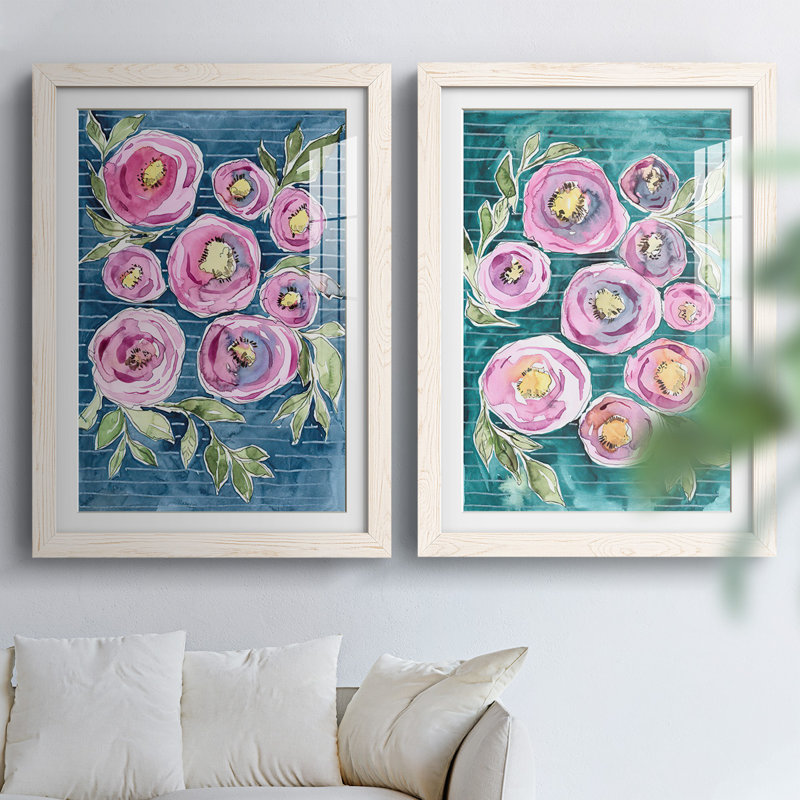 Floral I I-Premium, reproduction encadrée prête à être accrochée, Blanc, H 27,5 po x l 75 po x P 1,5 po