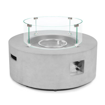 Foyer de table rond au propane 36 pouces, foyer extérieur au gaz 50 000 BTU avec pare-vent en verre, couvercle en acier et housse de pluie pour patio, cour arrière, terrasse