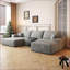 Canapé modulaire en velours côtelé moelleux avec repose-pieds sans assemblage gris anthracite 107 po | Mousse | Gris-1924433168
