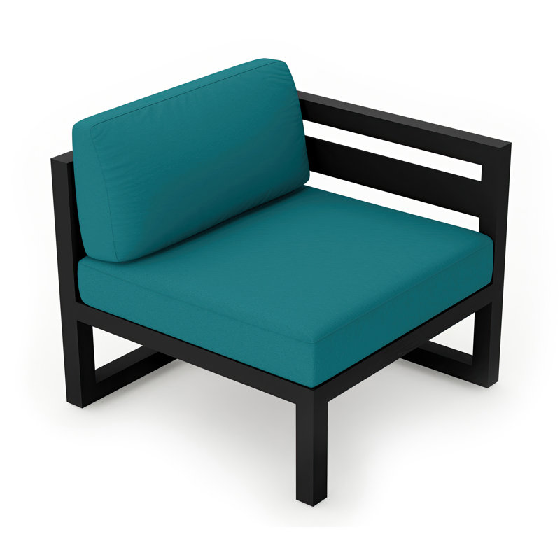 Avion Patio Chair with Sunbrella Cushions, Spectrum Peacock Sunbrella® Plainweave, Black
