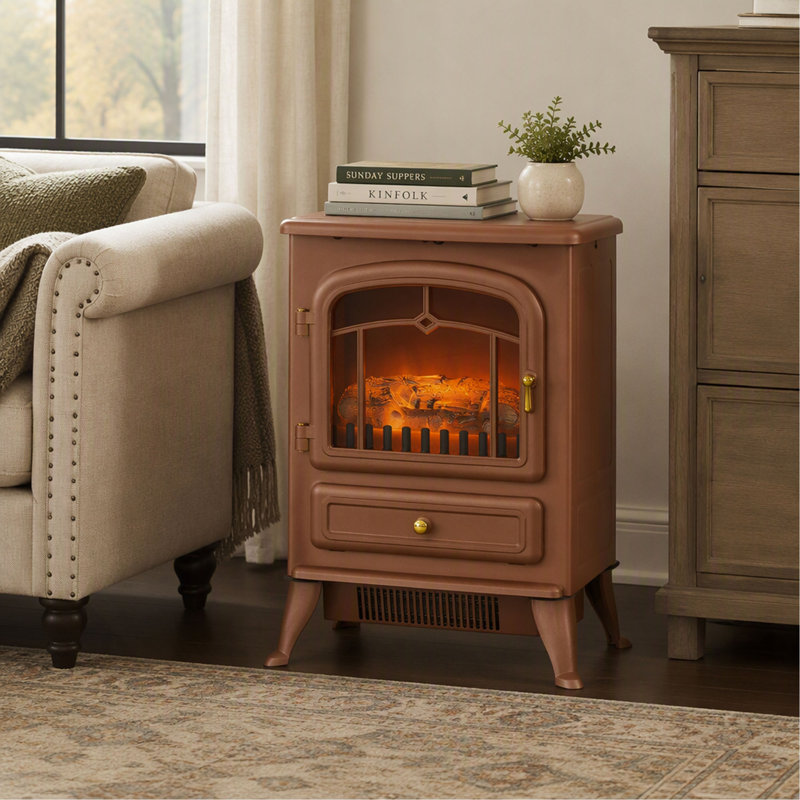 Foyer électrique de 56 cm (22 pouces), poêle sur pied avec flammes et bûches DEL réalistes, protection contre la surchauffe, 750 W/1500 W