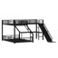 Lit superposé en L avec lit mezzanine, lit superposé triple en métal avec glissade et ports USB-769333