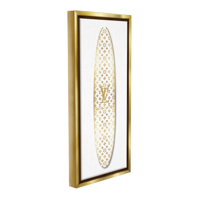 «Designer Patterned Surfboard Floater Frame» par Madeline Blake sur toile, Cadre flottant métallique doré, H 25 po x l 11 po