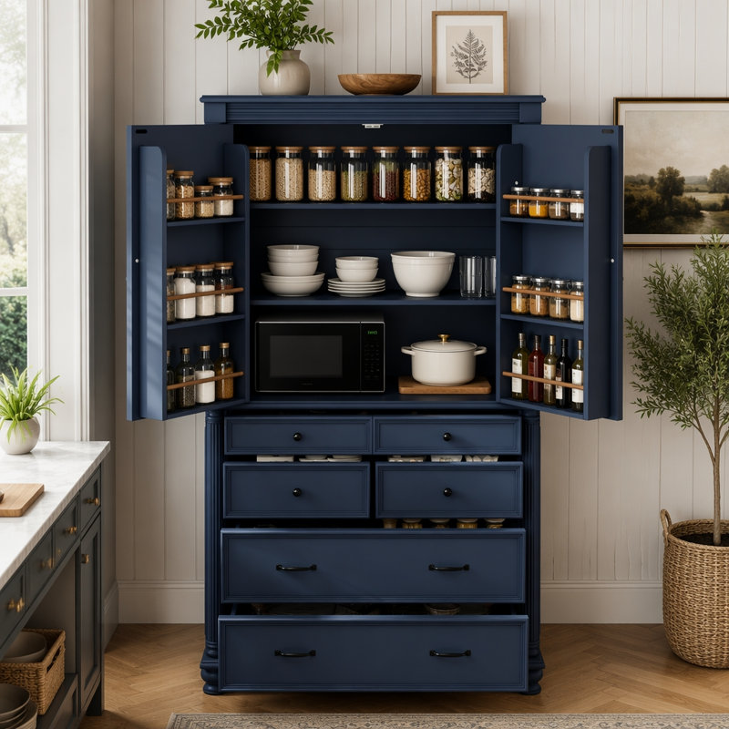 Grande armoire de rangement autoportante, Bleu