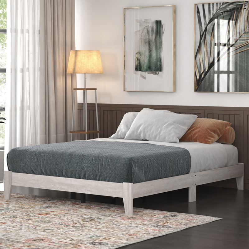 Lit plateforme Allyannah, Gris poussiéreux / chêne
