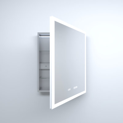 24 In. W X 30 H Silver Aluminum Right Medicine Cabinet With High - Definition Mirror, 3 Color Options, Rust Proof Frame, Auto Sensing Top Rectangular Recessed/Surface Mount Silent Hinges, 10% 100%