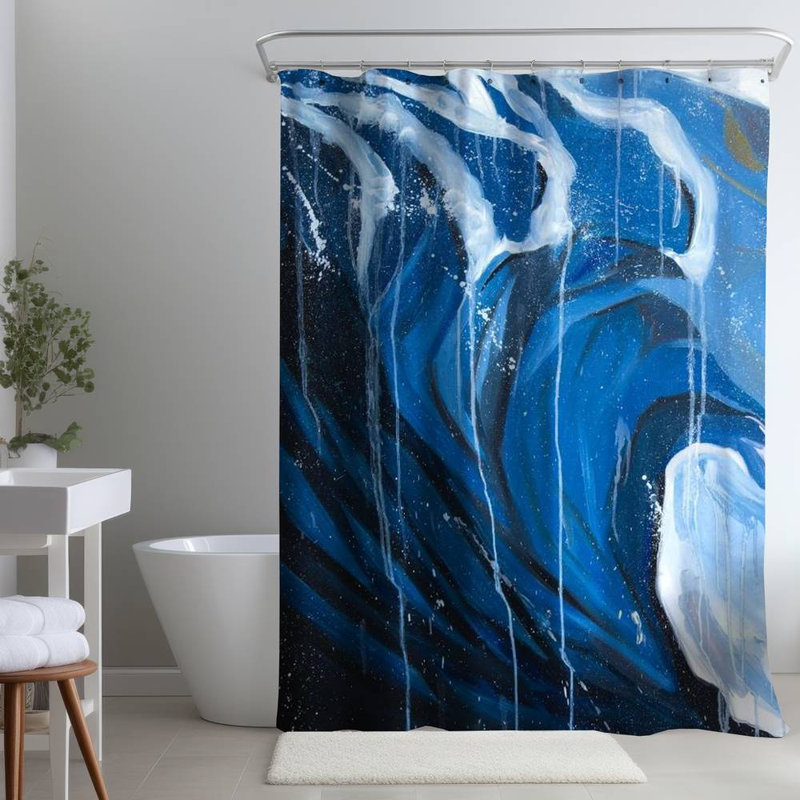 Abstract – Polyester Shower Curtain, Dye Sublimation Print, 71" W × 74" L