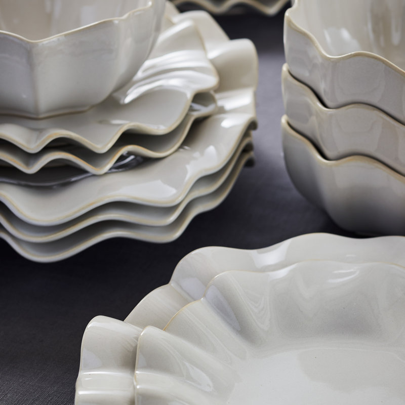 Lotus 12-Piece Dinnerware Set Stoneware