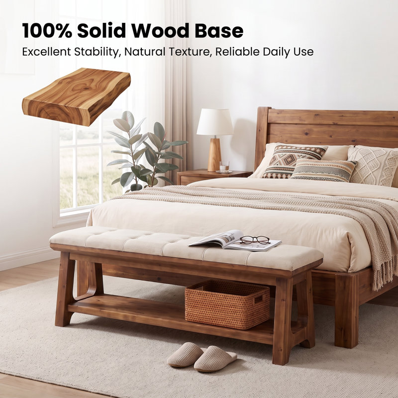 Upholstered Foam Bench with Shelves