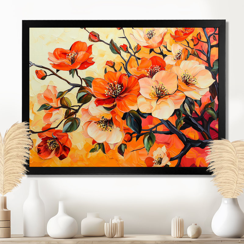 Coucher de soleil aux couleurs de la fleur de pommier - impression d'art mural, Noir, H 12 po x l 20 po