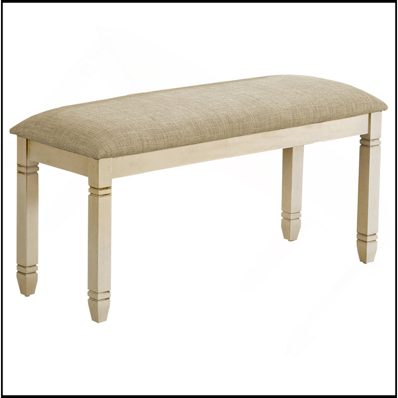 Banc, 41 po rectangulaire, cuisine, salle à manger, entrée, chambre à coucher, revêtement, bois, bois massif, tissu d'aspect lin, transitionnel