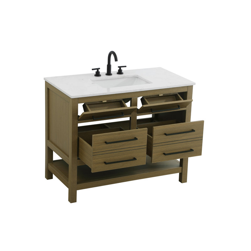 42  inch Single Bathroom Vanity_Modern_VF60542, Chestnut Brown