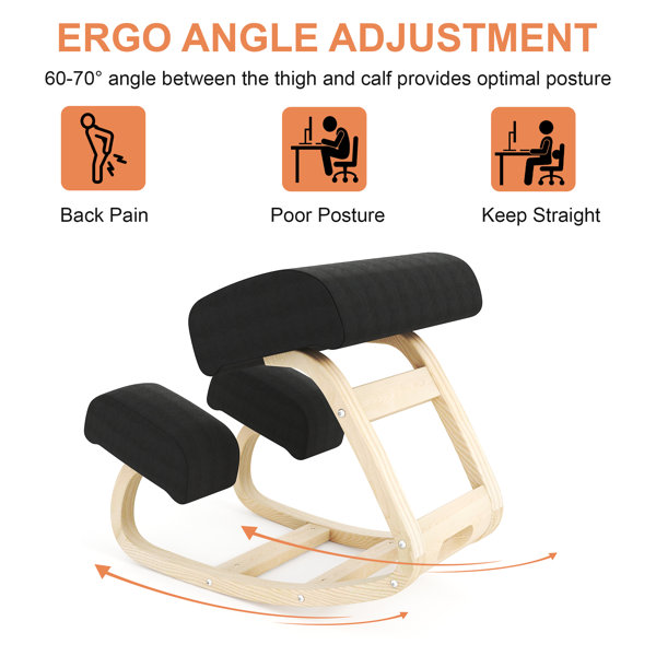 Isabelle & Max™ Ergonomic Kneeling Chair for Office Birch Wood Rocking ...