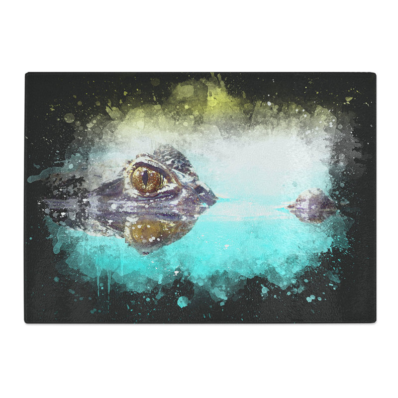 Tempered Glass Peering Crocodile Chopping Board, 20 cm x 28.5 cm