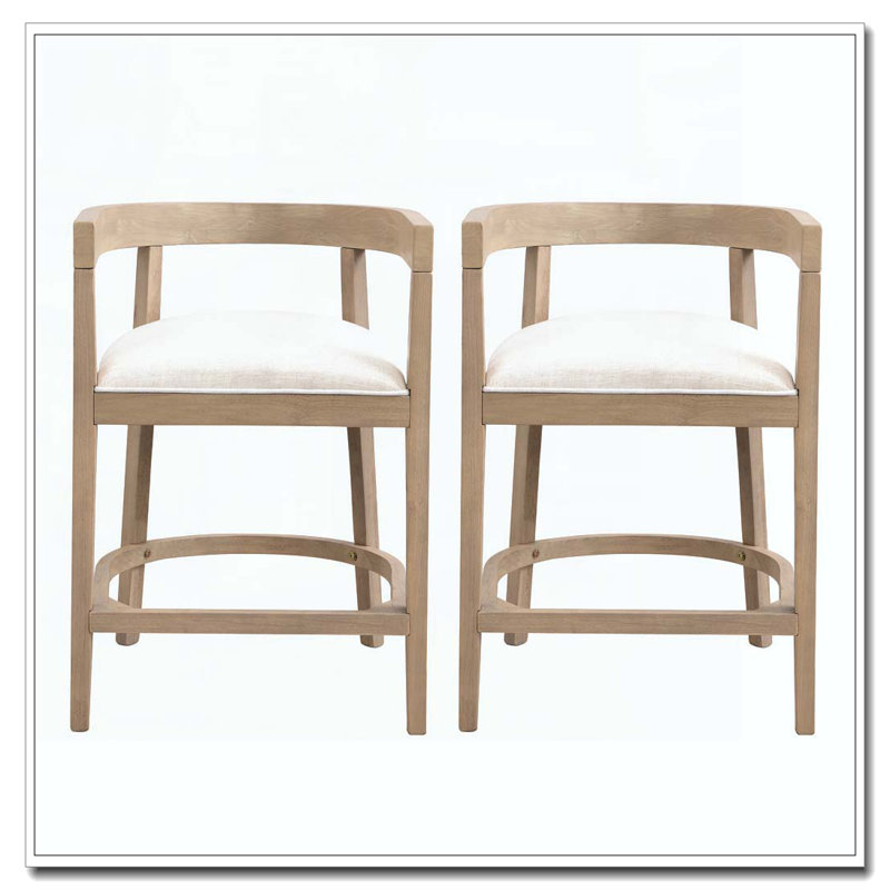 Tabouret de comptoir en bois d'hévéa, Chêne