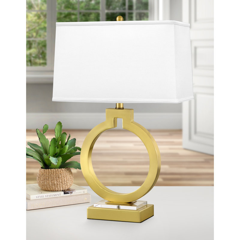 Chaive 28 inch Table Lamp with Touch Switch USB-A and USB-C Ports, Satin Brass