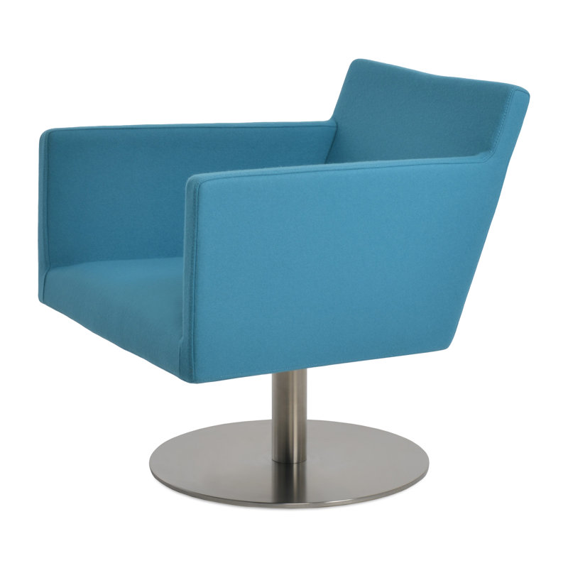 Harput Lounge Swivel Armchair, Turquoise Wool