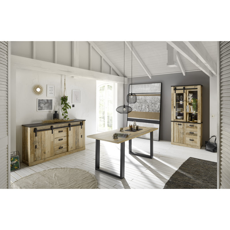 Jackeline Dining Table, Natural/Black
