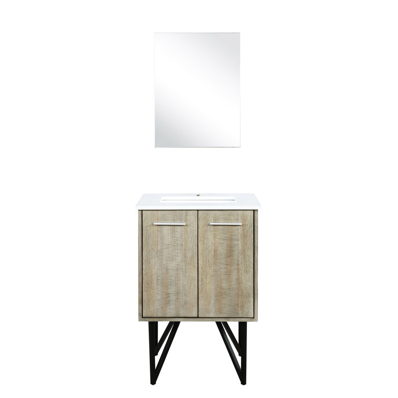 Meuble-lavabo de style rustique avec plateau en marbre, 18 po Miroir - meuble-lavabo spacieux, surface, rangement pour salle de bain