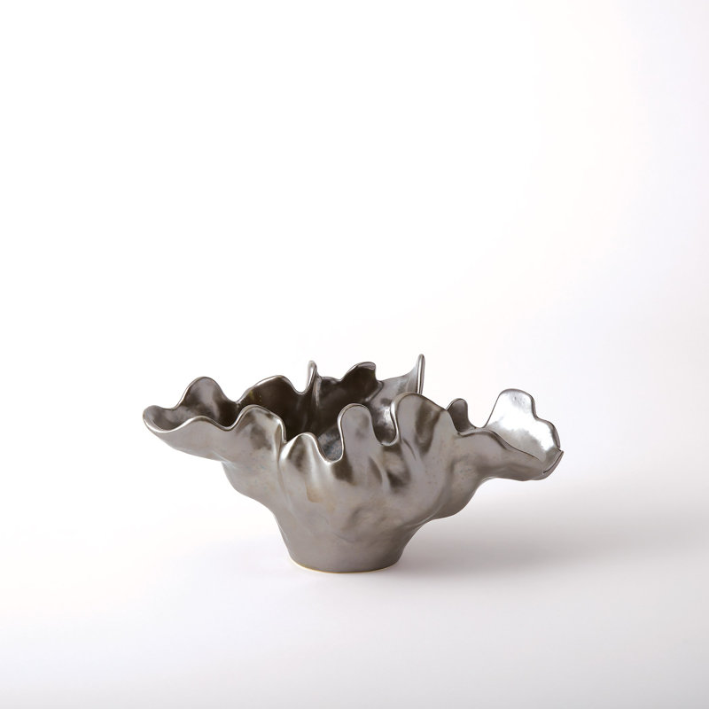 Meteor Decorative Bowl, Small (6.5'' H x 13'' W x 7.75'' D), Silver Haze