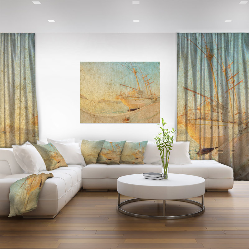 «Old Sailing Ship in Sunlight» - reproduction, H 30 po x l 40 po x P 1,5 po, Bois