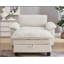 51" Oversize Chaise Lounge Chair with Ottoman and Storage  Upholstered Soft Chenille Beige