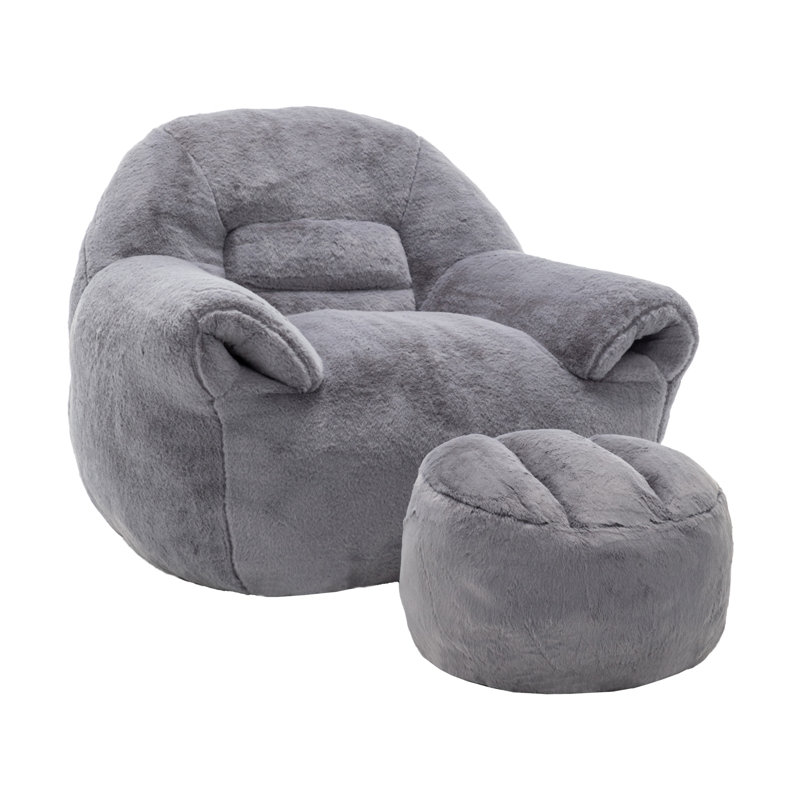 Bean Bag Chair, Dark Gray Faux Fur