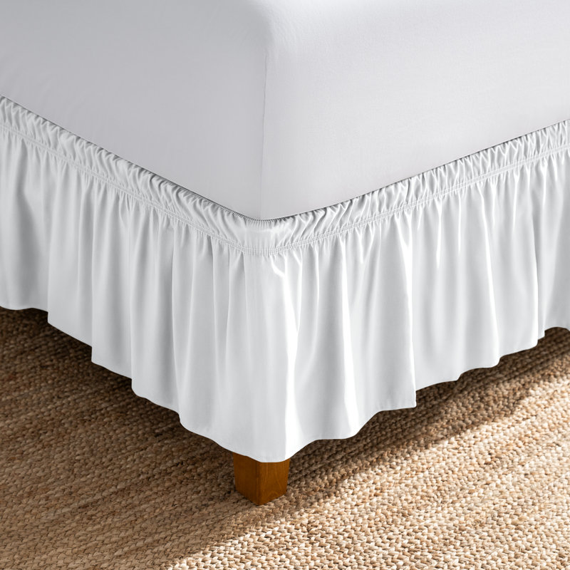 Ruffled Wrap Around Bed Skirt, White, King