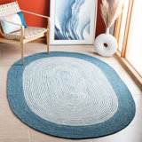 Mcclellan Hand Woven Wool/Cotton Rug in Teal/Ivory