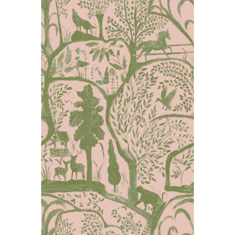 MINNIE KEMP X MINDTHEGAP Wallpaper Roll, Green/Pink