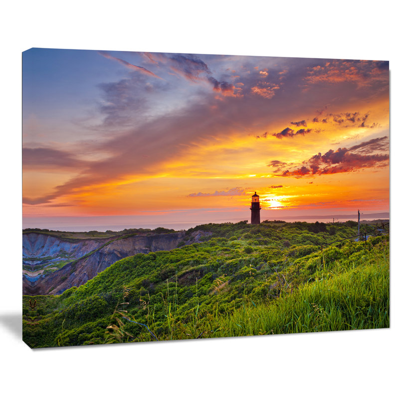 Lighthouse at Sunset Landscape Canvas Print, 12" x 20"