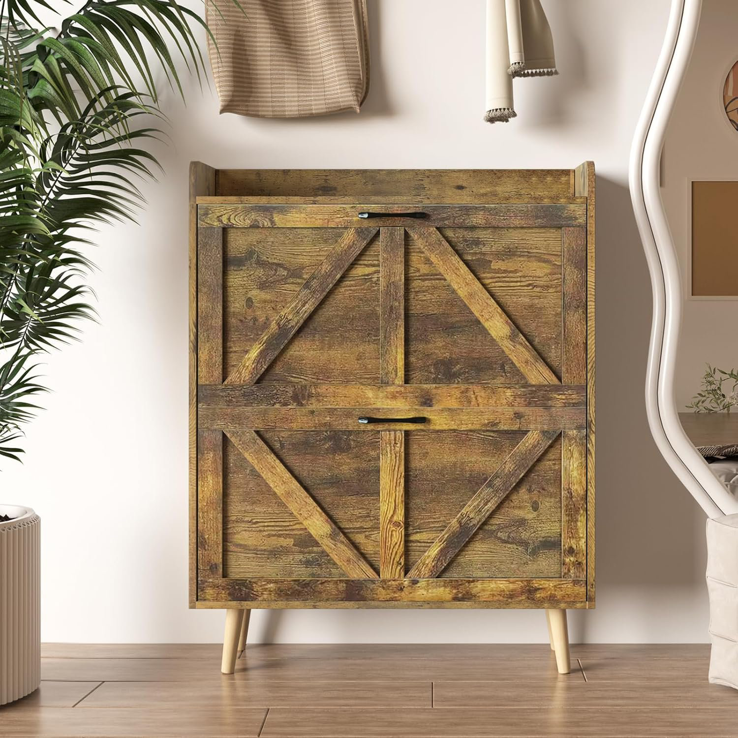 Corrigan Studio Shoe Storage Cabinet With 2 Flip Drawers, Large Shoe ...