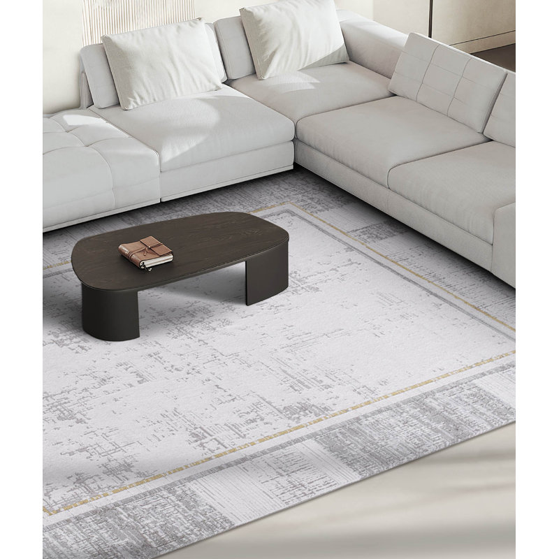 Jarlathus Tencel Striped Indoor Rug, Rectangle 3'4" x 6'7"