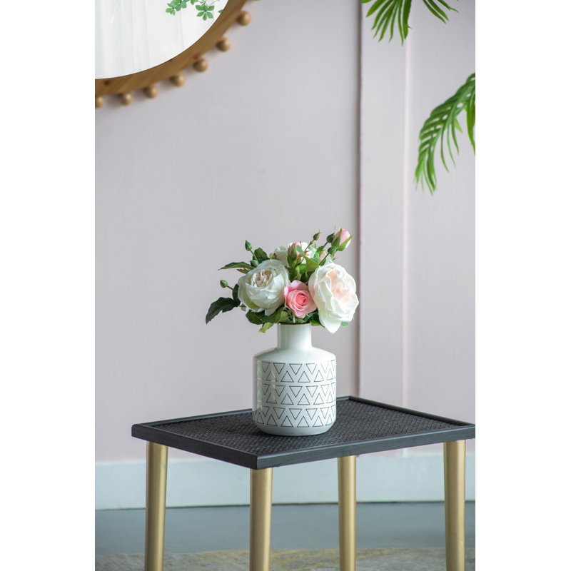 D5.9X7.9 "Vase rond blanc / or