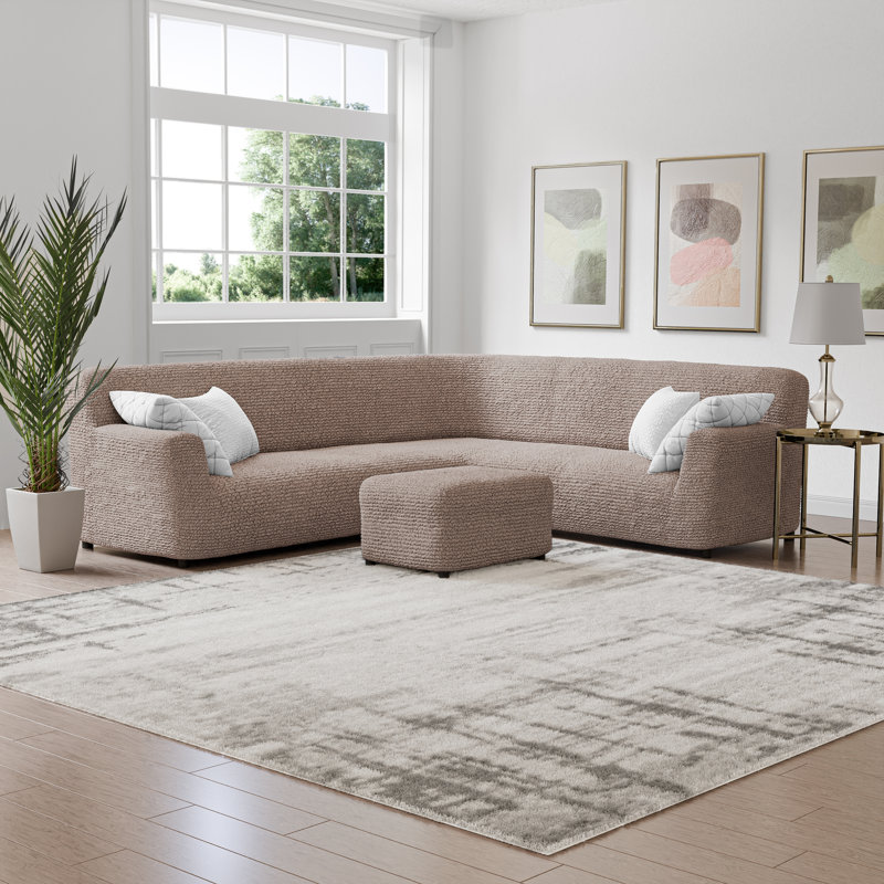 Housse extensible pour canapé d'angle - Facile à nettoyer et durable - Collection Comfort , Coin, Marsala
