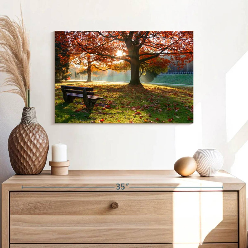 Harnek Park Bench In Autumn, 16" H x 24" W