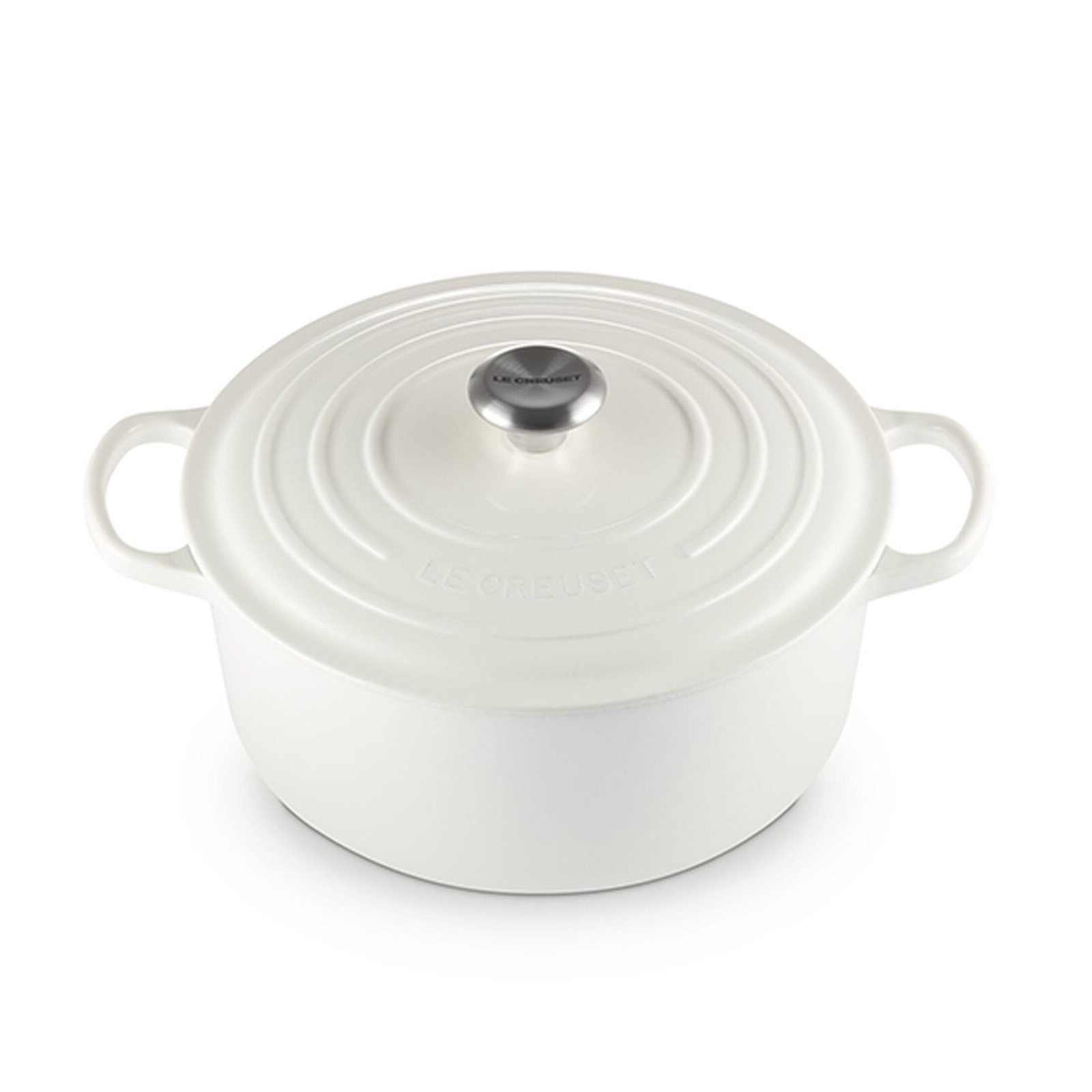 Le Creuset Signature Enameled Cast Iron Round Dutch Oven with Lid, 6.75 quarts, White