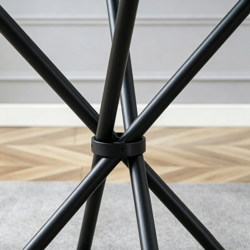 Round clear glass dining table, Black